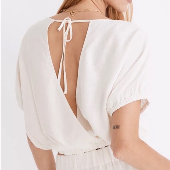 MADEWELL Linen- Blend Michele Bubble Backless Top - Picture 2 of 6